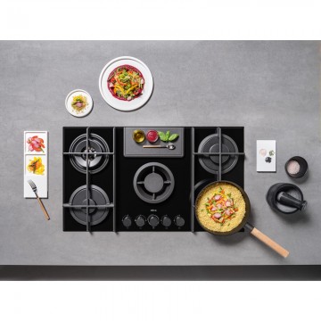 Elica PRF0196341 Nikolatesla Flame Evo BL/A/88 Εστία Φυσικού Αερίου Αυτόνομη με Απορροφητήρα 88x51εκ.